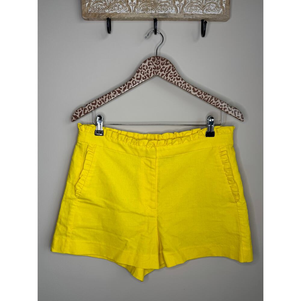 J.Crew Yellow Ruffle Linen Shorts sz 8